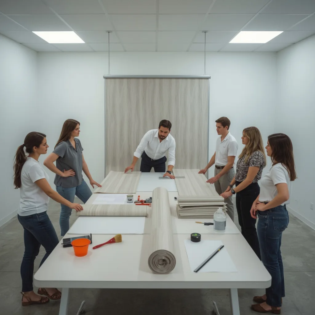 Praxisübung Nahtbild im marburg Tapezier-Seminar