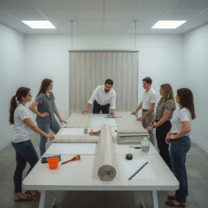 Praxisübung Nahtbild im marburg Tapezier-Seminar